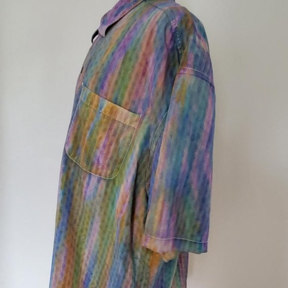 Tommy bahama silk shirt pink blue purple green yellow white orange stripe XL - Picture 4 of 6